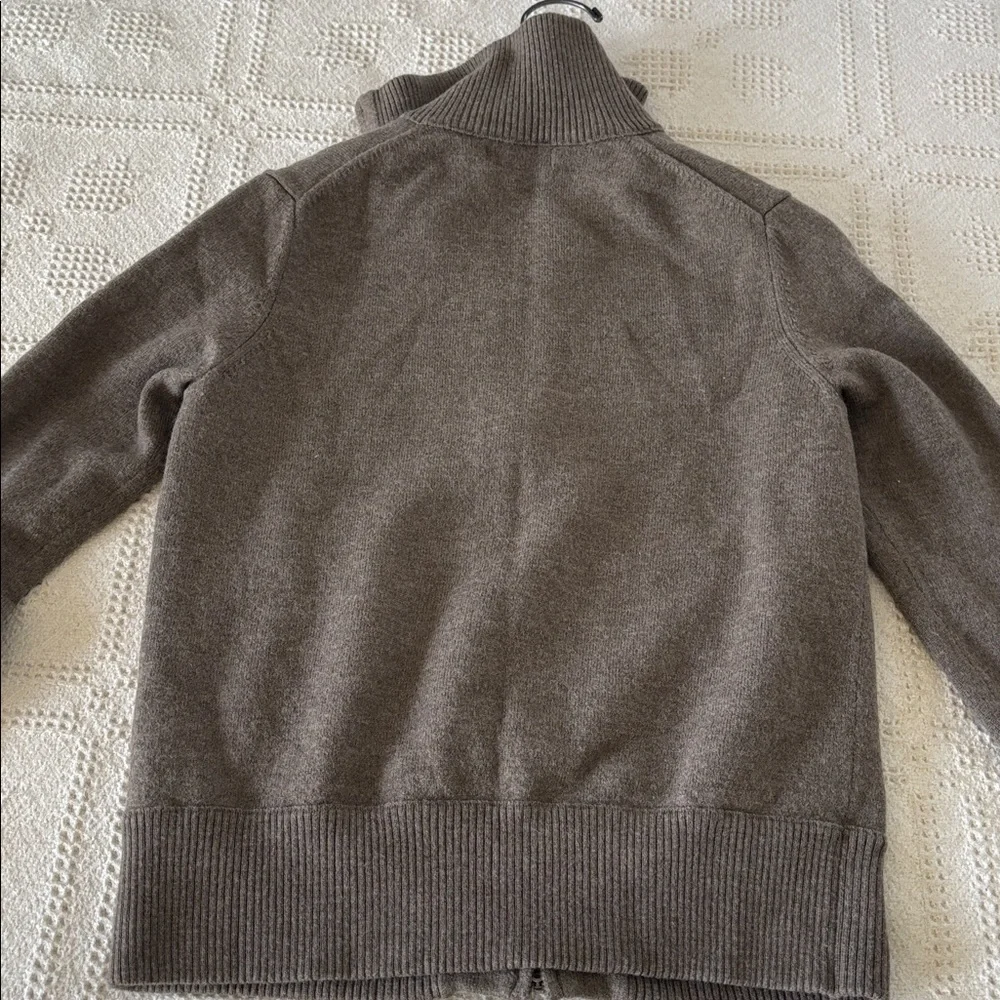 Banana Republic Modern Tipped Standing Collar Merino Wool Full‎ Zip Up Sweater S